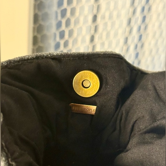 Free People Vintage Inspired Talk To Me Clutch Beaded Fringe Grey Velvet Pouch 🩶 - Picture 8 of 10